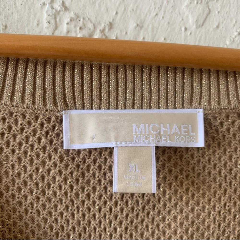 MICHAEL KORS CUTOUT & COLD SHOULDER SWEATER. Gold Size XL - Picture 6 of 9